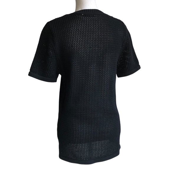 TNA Delamont Sweater Short Sleeve Open Knit Pattern Black Large - Picture 9 of 15